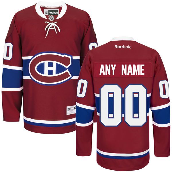 Men Montreal Canadiens Reebok Red Premier Home Custom NHL Jersey